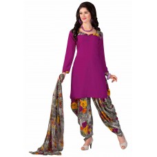 Triveni Fashionable Magenta Colored Printed Polyester Salwar Kameez